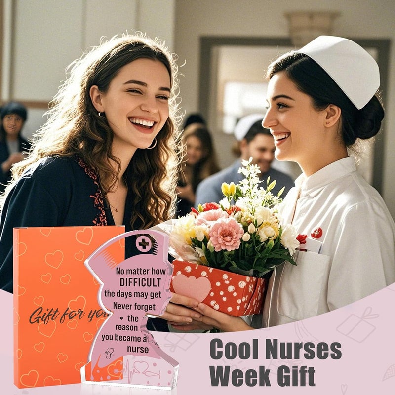 LuoHere Nurse Graduation Gift for Women RN Nurse Week Inspiration Gifts Cool Nurses Day Appreciation Gifts Christmas Birthday Gifts for New Future Nurse Motivational Acrylic Plaque Keepsake Desk Decor - Image 4